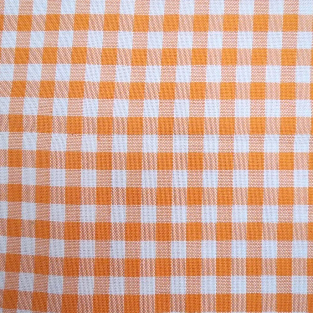 Vintage 3 yards Orange Check Woven Bottom Weight Fabric Craft Material #815